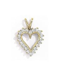 14K Yellow Gold Diamond Heart Pendant (chain NOT included)