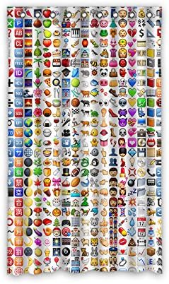 DONGMEN Plenty iPhone Emojis White Background Ployester Window Curtain 50"x84" One Piece Perfect for Living Room Bedroom Bathroom and Kitchen