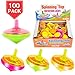 PROLOSO 100 Pcs Light Up Spinning Tops LED Flashing Spinners with Gyroscope