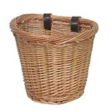 Child`s / Small, Traditional Wicker Bicycle Front Basket with Leather Straps. Children`s / Kids / Girl`s Bike