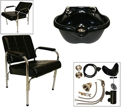 LCL Beauty Shampoo Package: Autorecline Shampoo Chair & Heart Shaped Acrylic Fiber Shampoo Bowl