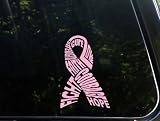 Breast cancer awareness ribbon - Cure, faith, courage, strength, hope, fight, love pink window vinyl decal / sticker