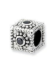 Sterling Silver Reflections Square CZ Bead