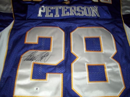 GAI Authentic Adrian Peterson Autograph Home Purple Minnesota Vikings Jersey