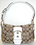 AUTHENTIC COACH SMALL SIGNATURE SOHO FLAP BAG - 11860 (Khaki & White)