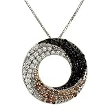 Pave,Black,Champagne Diamond Pendant on Chain .75cttw