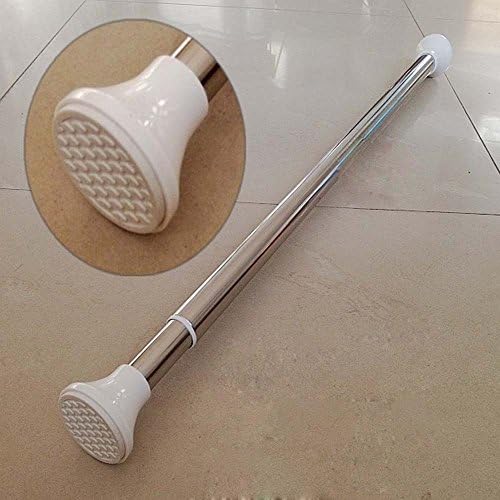 GREENEARTH Shower curtain rod free from punching telescopic rod curtain rod,Adjustable Shower Curtain Tension Rod, Brushed Stainless Steel, Straight,28-44inches