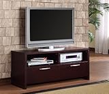 Cherry Finish Wood Double Drawer TV Stand Entertainment Center