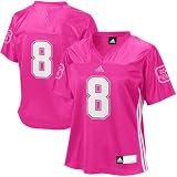 NCAA adidas North Carolina State Wolfpack #8 Women's Pink Ribbon Fashion Football Jersey - Pink (X-Large)