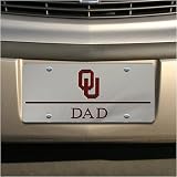 Oklahoma Sooners Silver Mirror Dad Car License Plate