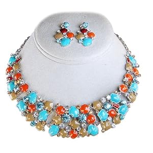 Gorgeous Multi Color Bohemian Beaded Necklace and Earrin