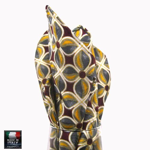Burgandy - Gray - Gold - Italian Silk Pocket Square