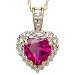 10k Yellow Gold Heart Shaped Lab-Created Ruby and Diamond Pendant