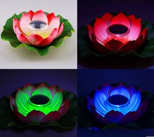 DE-Spark Upgraded LED Lotus Solar Light Lamp Waterproof Color Changing Outdoor Garden Pond Night Lights for Party Christmas Valentine's Day Anniversary (Green)