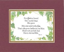 [Inspirational Biblical Verses] John 3:16. . . 8 x 10 Inches Sayings set in Double Beveled Matting