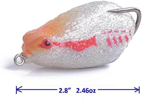 2.8" 0.9oz Big Lifelike Soft Frog Fishing Lure Topwater with Rattle and Double Hooks Bait Tackle Spinnerbait for Bass Snakehead (silver)
