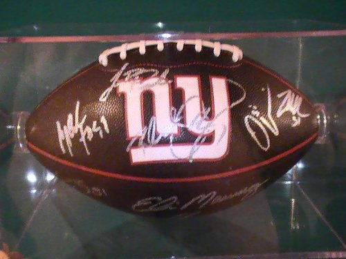 2011 New York Giants Team Signed Autographed Football Eli Manning Coa + Hologram w/ Football Holder