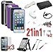 Evecase 21 Items Essential Accessories Bundle kit [ Cases, Screen Protector, Holder, Headset , Cables, Chargers, Stylus , Wrap ]