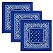 3 PK Cowboy Bandanas 100% Cotton 22 x 22 inch - Royal