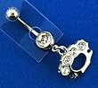Jeweled Brass Knuckles Stainless Steel Belly Ring