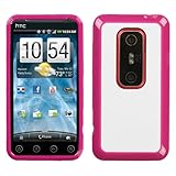 Solid White/Solid Hot Pink Gummy Cover for HTC EVO 3D