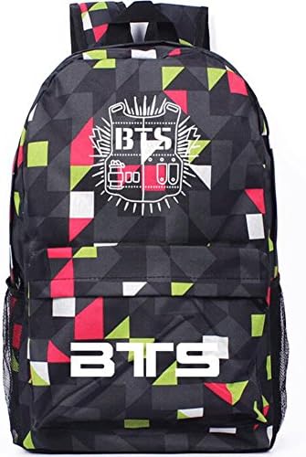 BTS Couple Backpack High School Backpack Rucksack Bangtan Boys Schoolbag Travel Backpack (Black)