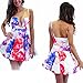 Moxeay® U-Neck Sleeveless Slim Waist Mid-Thigh One Piece Dress (M, Flower)