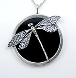 Dragonfly Scrying Pendant in Sterling Silver