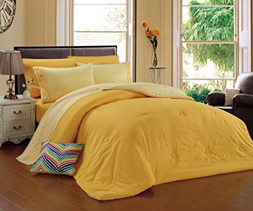 Comforter 3pcs Chakra Embroidery Set (FULL, YELLOW)