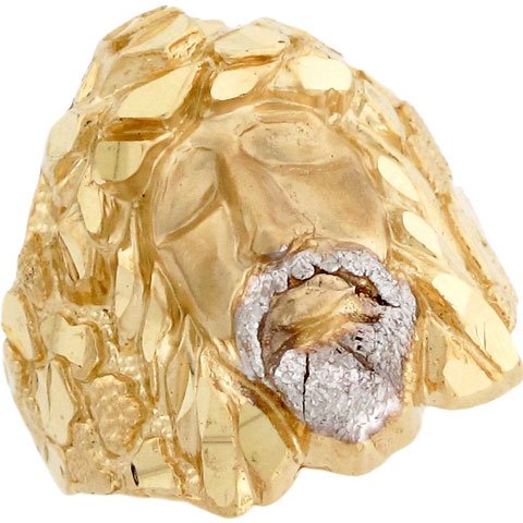 10 Two Tone Solid Gold Jesus Christian Religious Nugget Mens Ring