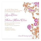 Cari Pink And Orange On White Wedding Invitations