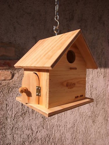 Casetta Per Uccelli In Legno - Nido Da Esterno Con Palo, Foro 6cm, Apribile Per Pulizia - Foto 5