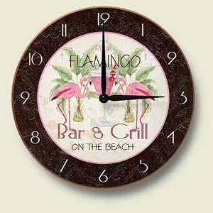 Pink Flamingo Bar and Grill Kitchen Wall Clock