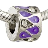 April Bithstone Purple Drop Pattern Birthstone Charm Bead Fits Pandora Bracelet