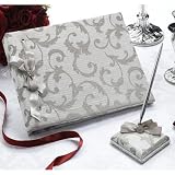 Review Yacanna  / Silver Jacquard Scrolls Guest Book and Pen Set