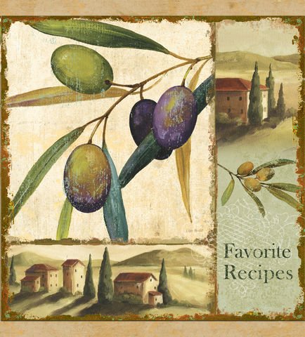 Tuscan Olives Recipe Album - Includes 40 Recipe Cards, 20 Clear Acrylic Sleeves and 12 Designer Dividers