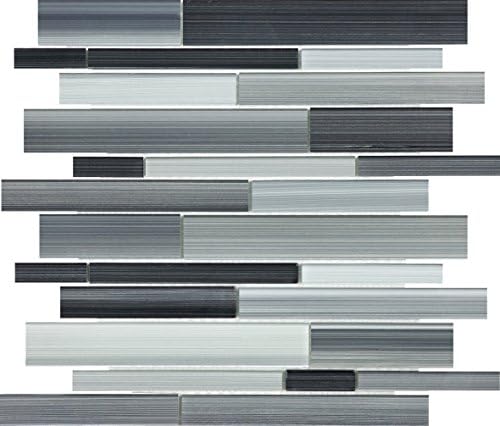 12'' X 12'' X 5/16'' Eramosa Multi Linear Glass Mosaic for Kitchen Backsplash or Bathroom Wall (1 Square Feet, Gray)