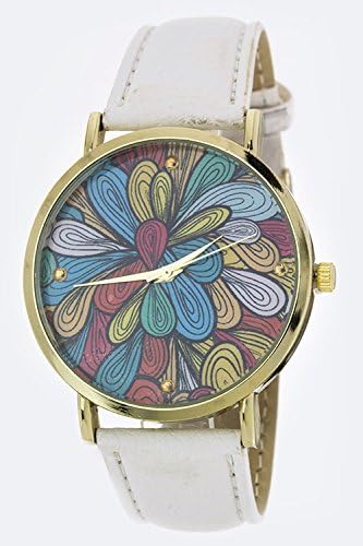 Karmas Canvas Contemporary Art Crystal Watch (White)