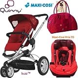 Quinny Buzz Travel System Rebel Red + Maxi-Cosi Pria70 + Lassig Glam Shoulder Diaper Bag