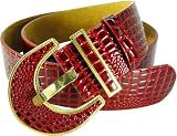 Vecceli Italy Crocodile Skin Embossed Womens Belt BT-103CROCRED