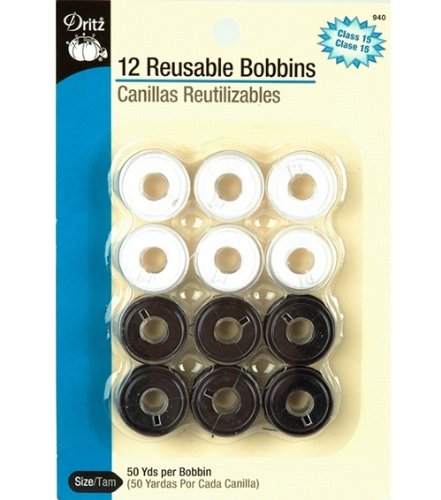 Dritz Pre-Wound Plastic Bobbins W/50yds Ea. -Black
