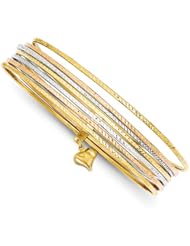14k Tri-color Slip On 7 Bangles, Best Quality Free Gift Box Satisfaction Guaranteed