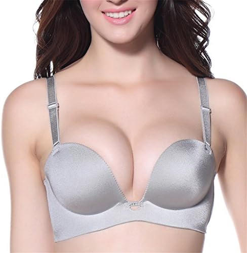 Marry Wedding Victoria Secret Push Up Seamless Sport Yoga 32B/70B Grey Hand of God Bras Shop + Same Color Underwear (L Size 29in/74cm)