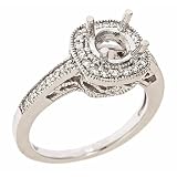 14K White Gold Vintage Style Diamond Engagement Ring 0.40ct in Pave Setting (VS Clarity, F Color)