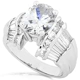 One of a Kind 5-1/3ctw Oval & Baguette Diamond Ring in Platinum