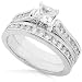 One of a Kind 1-5/8ctw Princess & Round Diamond Wedding Ring Set (H-I/VS2-SI) in 14kt White Gold