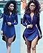 Women's Irregular Hem Long Sleeve V Neck Mini T Shirt Dress