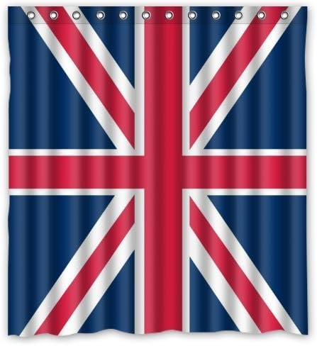 TT Family Window Curtain Vintage United Kingdom Union Jack Flag British Flag D ign Mildew Proof Fabric with Rings 52"x63" (One Piece)