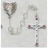 7mm Crystal Rosary W Decal Rosaries Crystal Glass Solid .925 Sterling Silver St.... by Enlightened Expressions