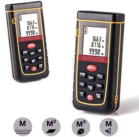 Laser Distance Measurer, Lifenergy (0.16 to 282ft) Portable Laser Distance Measurer with Length Area Volume Pythagoras Calculation; Range Finder with M/in/ft, Tape Measure (Medium, 0.05-80M)